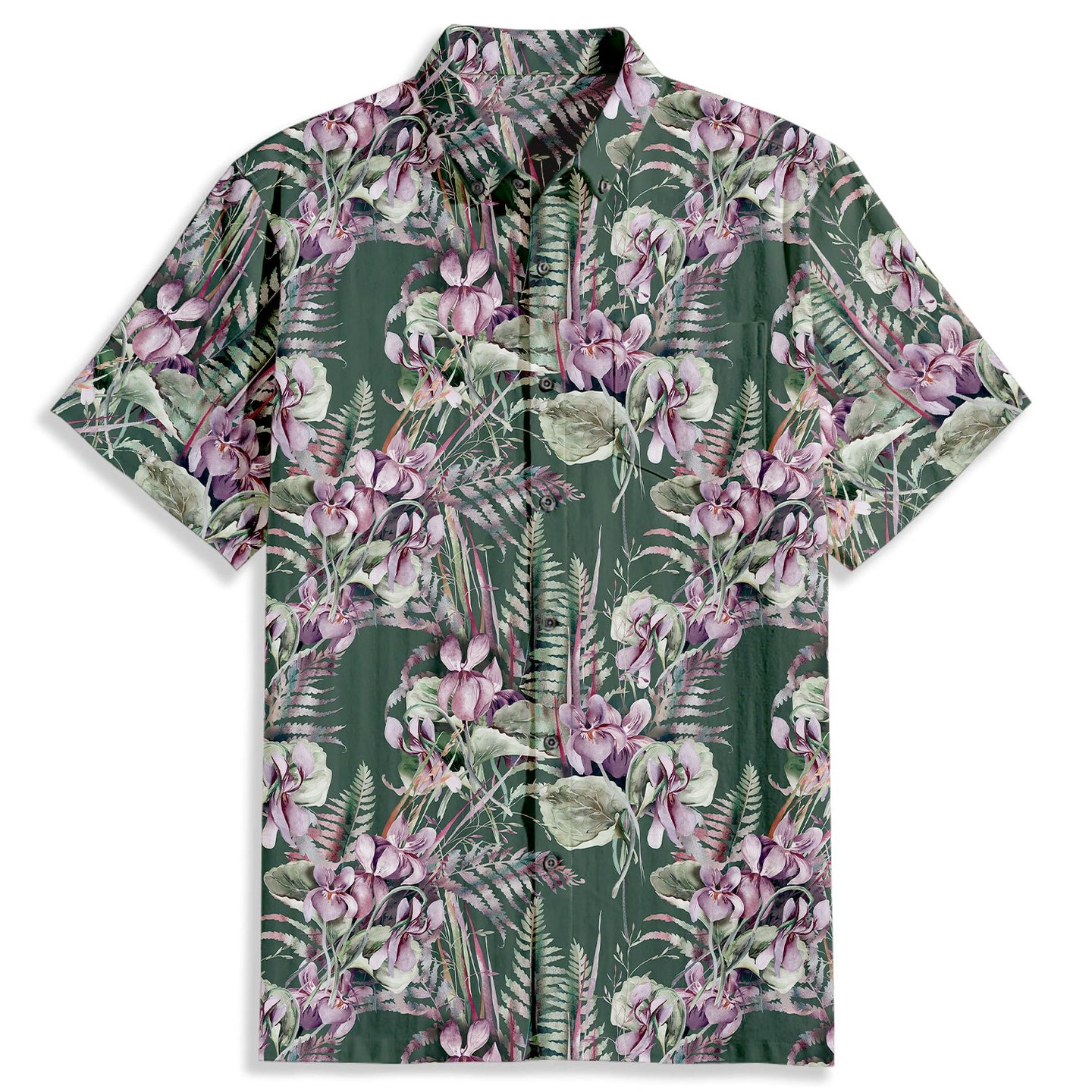 Viola Flowers Print Short Sleeve Shirt - Bonlax