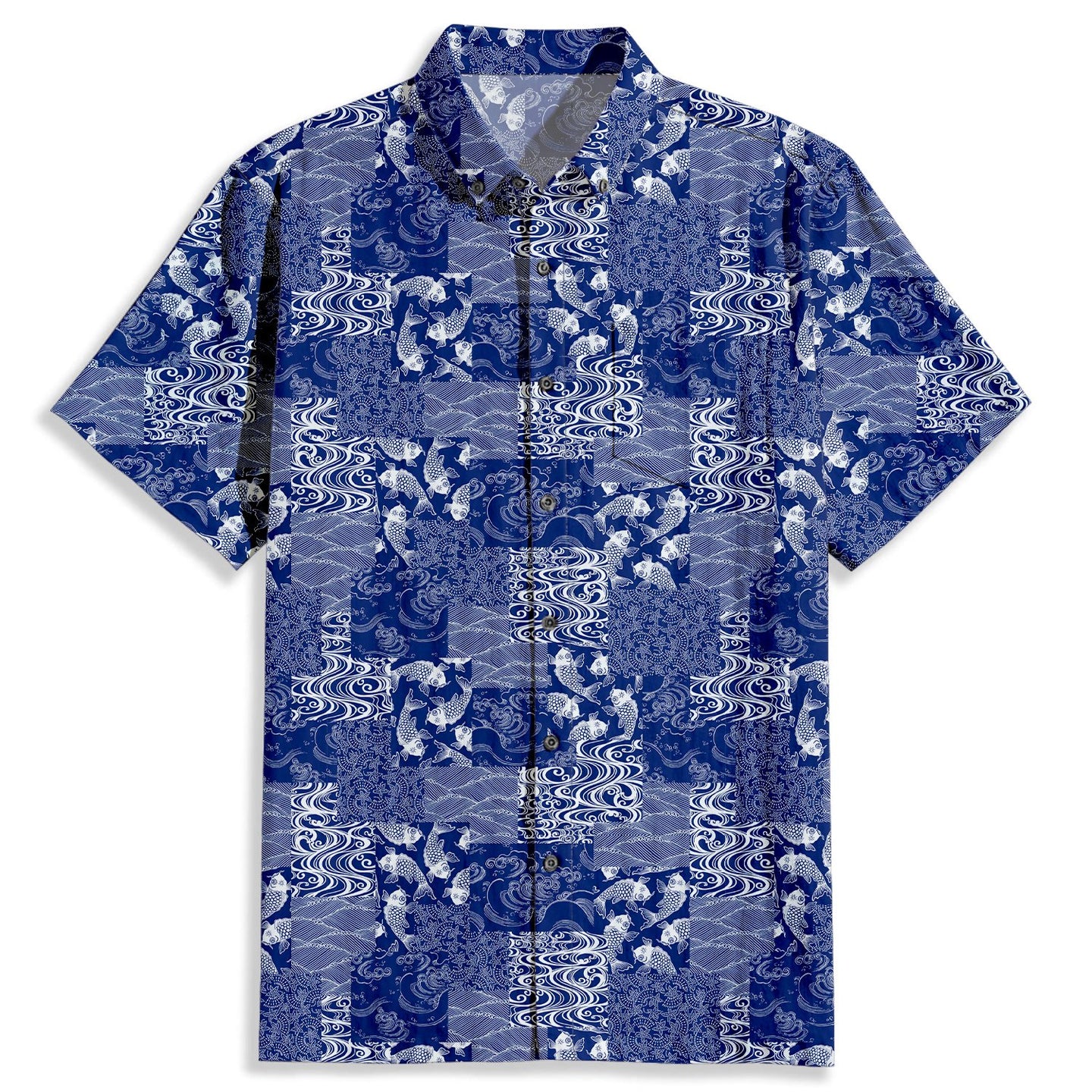 Japanese Koi Print Short Sleeve Shirt - Bonlax