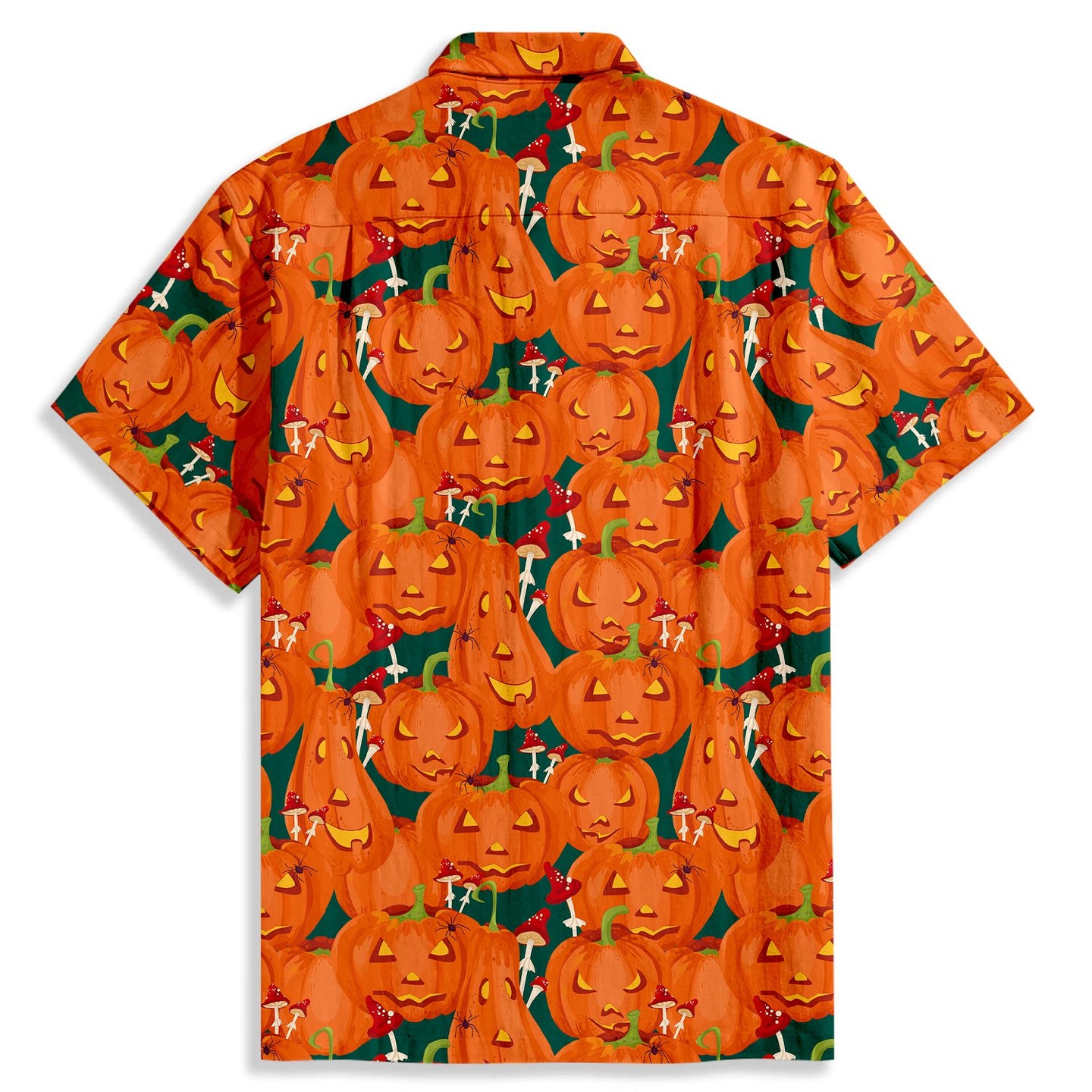 Halloween Pumpkin Mushrooms Print Short Sleeve Shirt - Bonlax