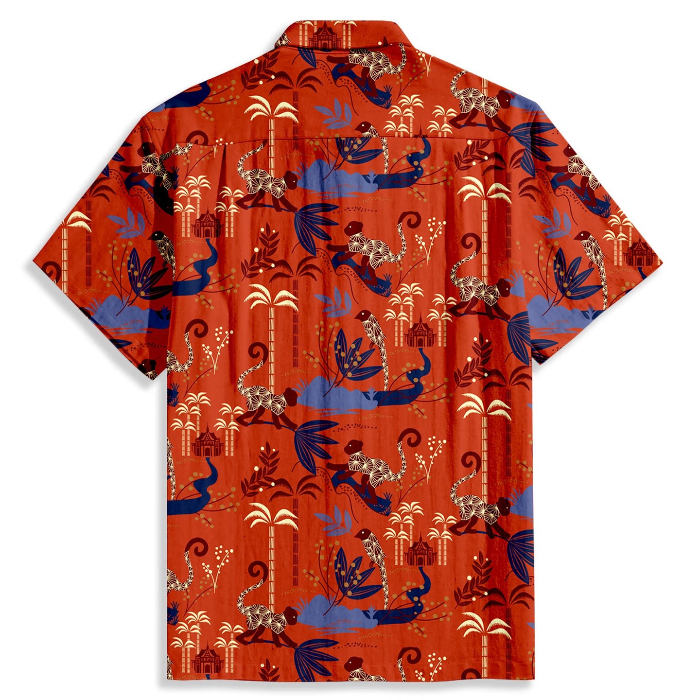 Retro Funny Monkey Print Short Sleeve Shirt - Bonlax