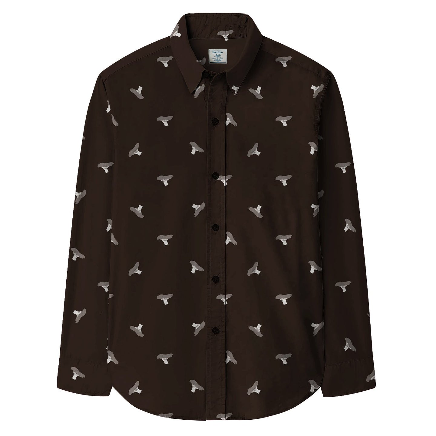 Mushroom Print Long Sleeve Shirt - Bonlax