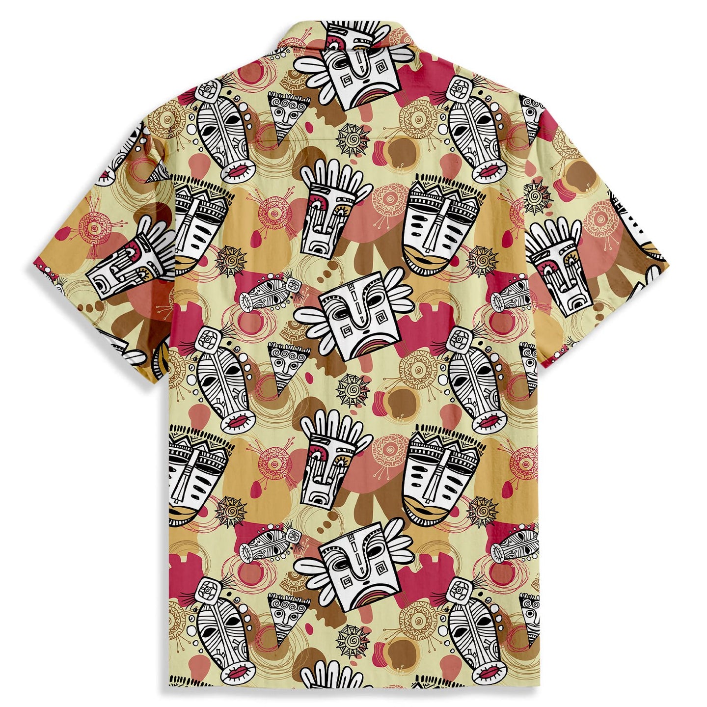 Primitive Tribal Mask Print Short Sleeve Shirt - Bonlax