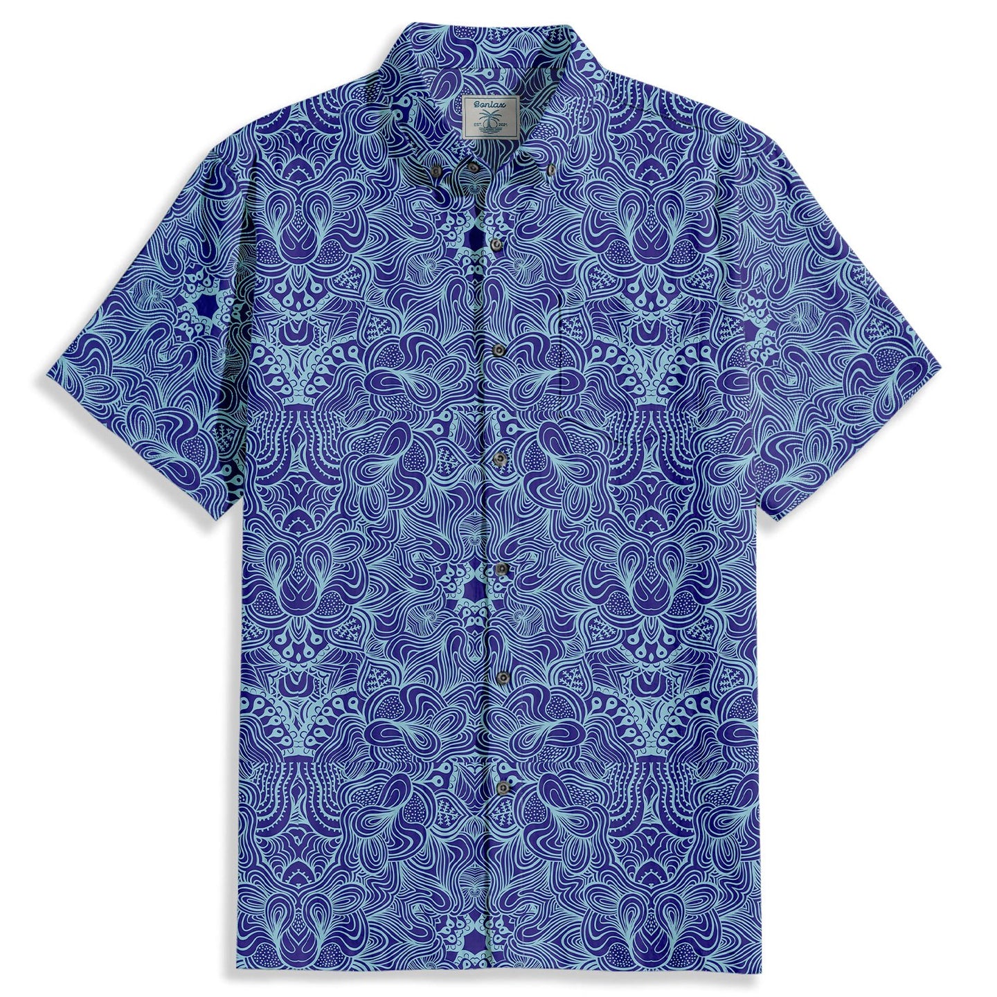 Ethnic Style Lines Outline Short Sleeve Shirt - Bonlax