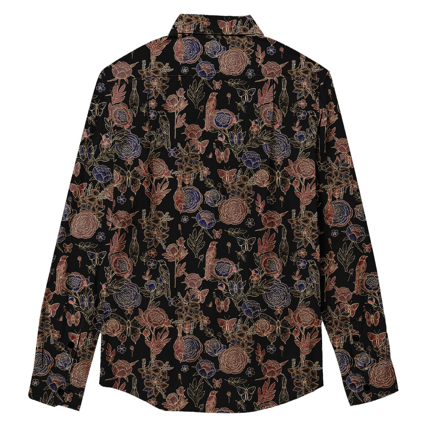 Peony & Rose Print Long Sleeve Shirt - Bonlax