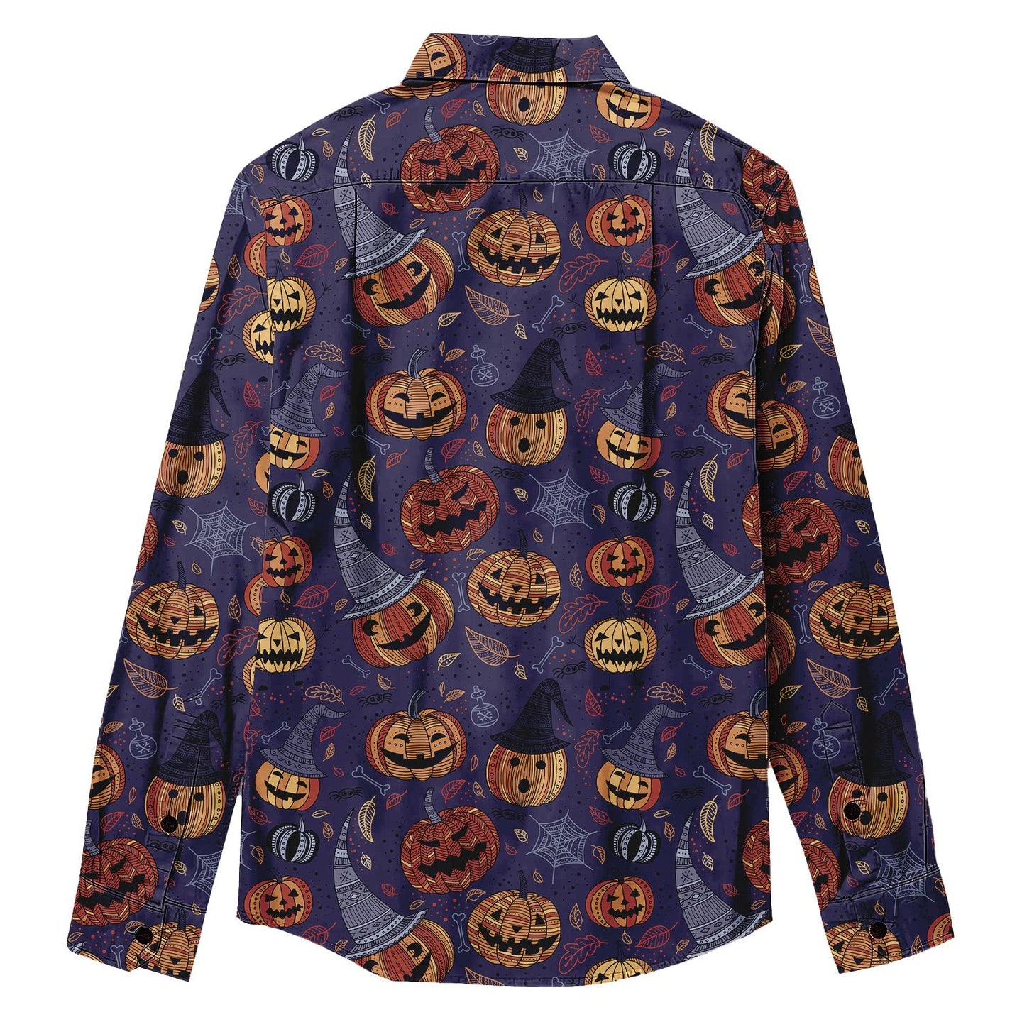 Halloween Pumpkin Skull Pattern Long Sleeve Shirt - Bonlax