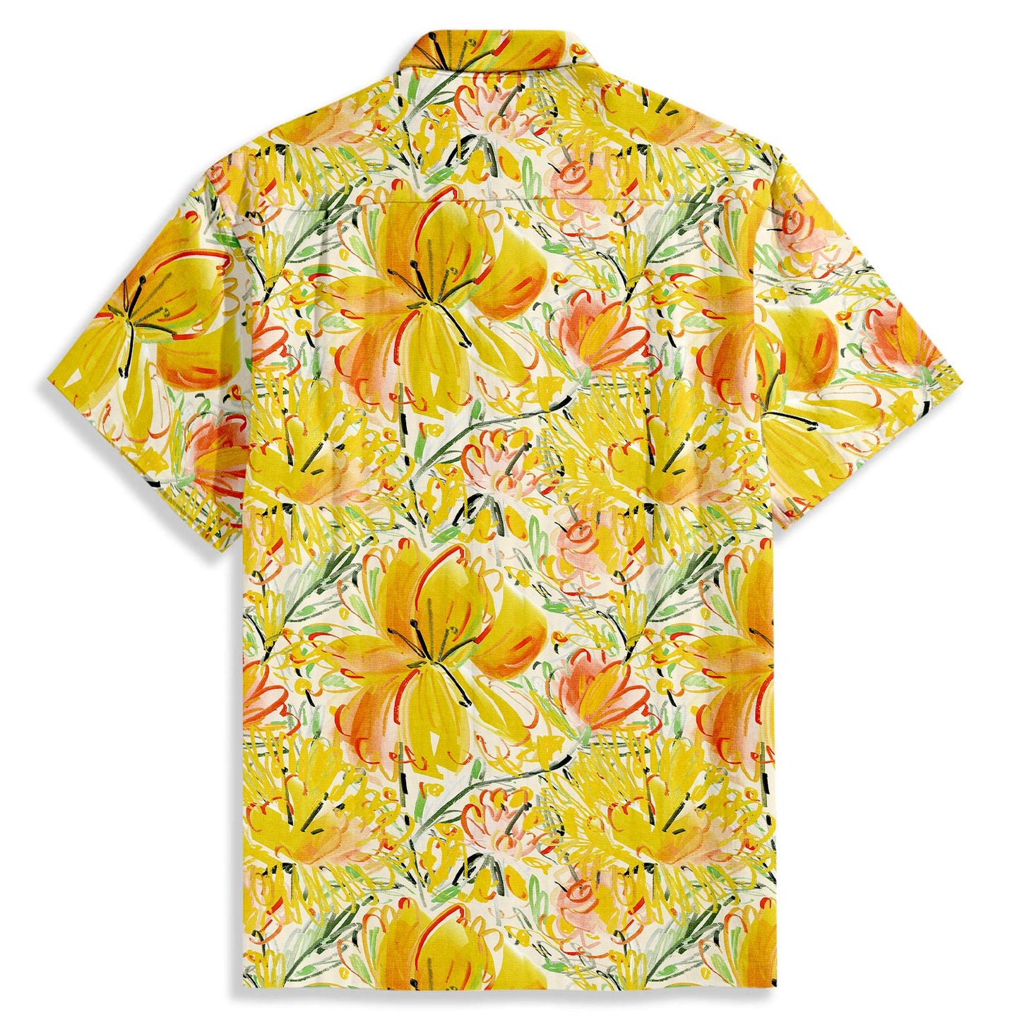 Watercolor Hand Painted Flowers Print Short Sleeve Shirt - Bonlax