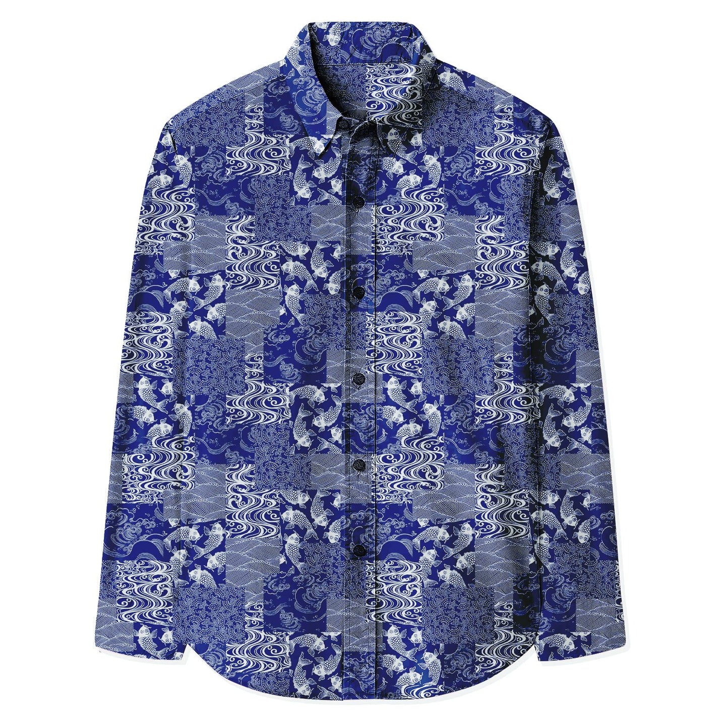 Japanese Koi Print Long Sleeve Shirt - Bonlax