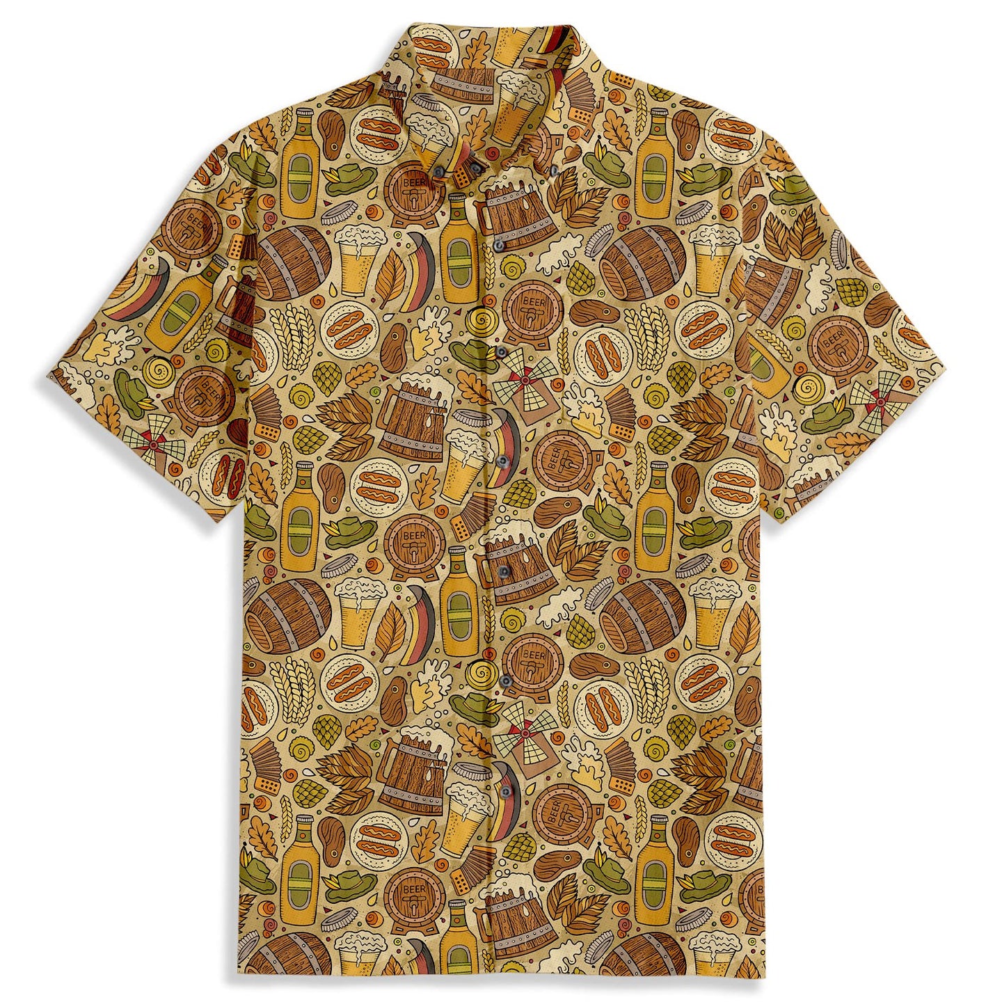 Cartoon Oktoberfest Print Short Sleeve Shirt - Bonlax