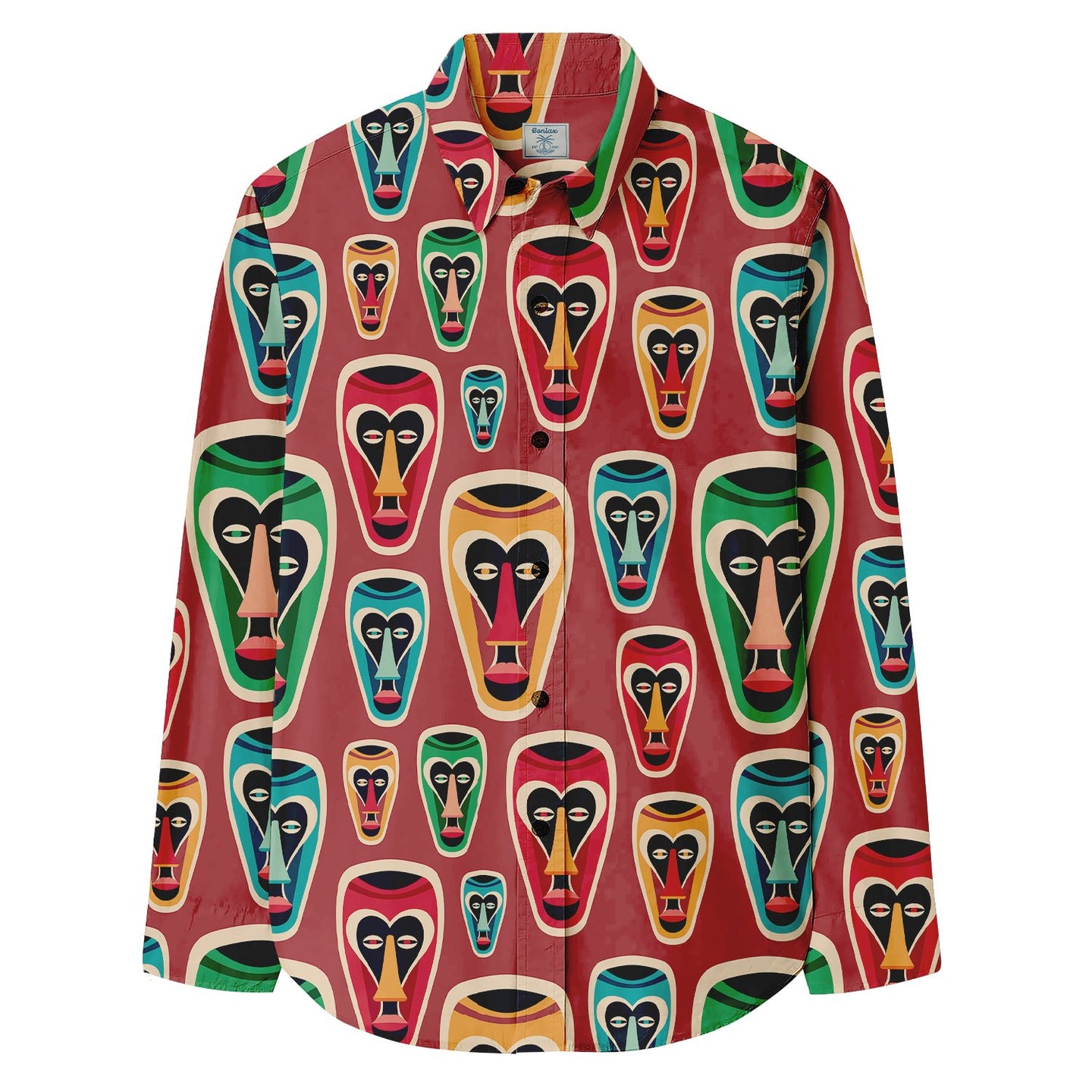 Monkey Face Print Long Sleeve Shirt - Bonlax