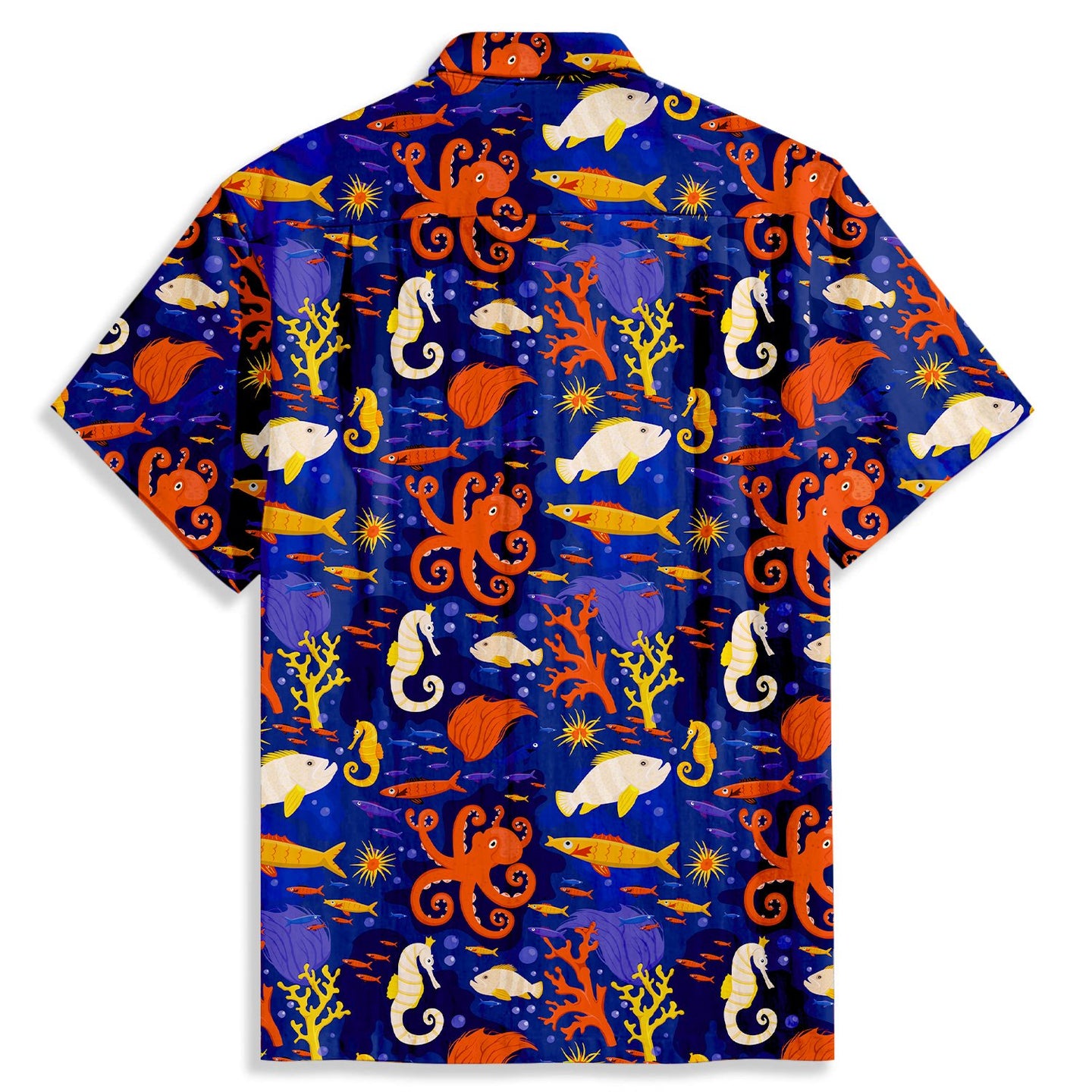 Seahorse Octopus Print Short Sleeve Shirt - Bonlax