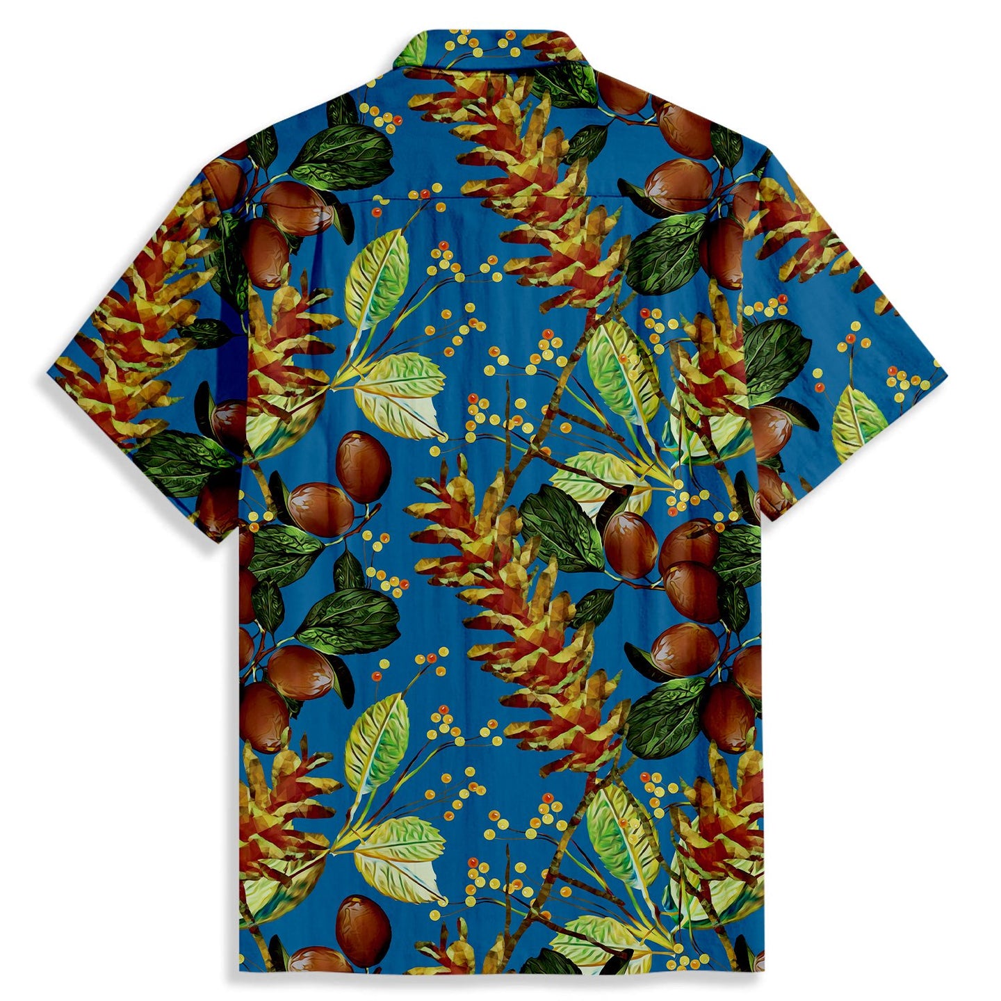 Pine Cones & Grapes & Berries Print Short Sleeve Shirt - Bonlax