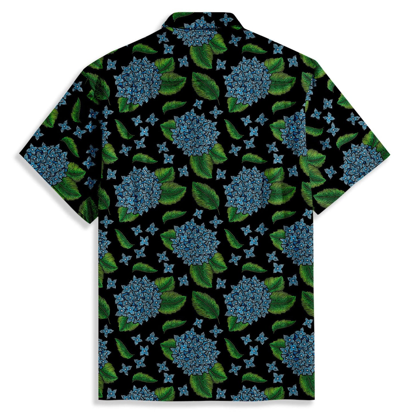 Hydrangeas Print Short Sleeve Shirt - Bonlax