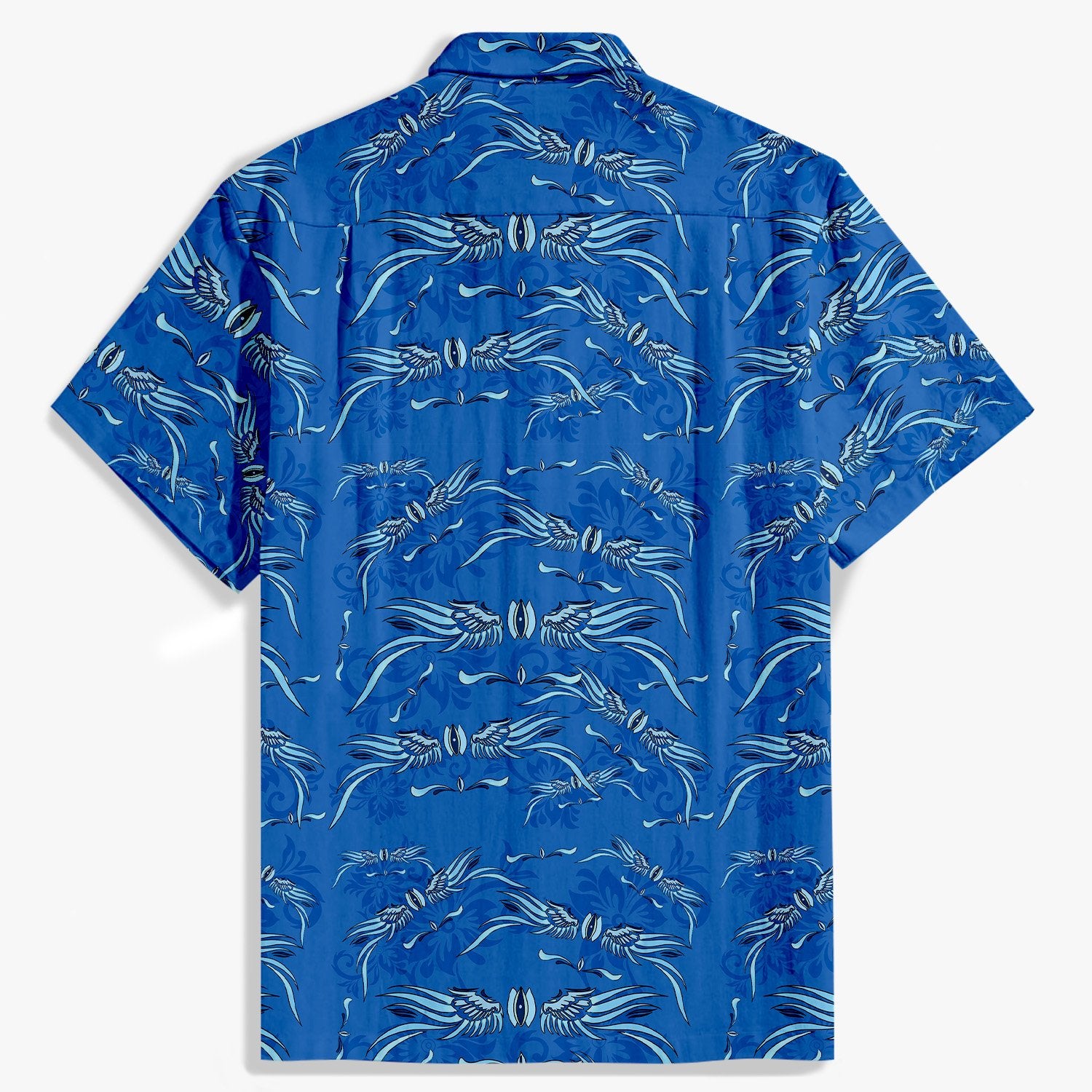 Blue flying feather pattern shirt-Bonlax