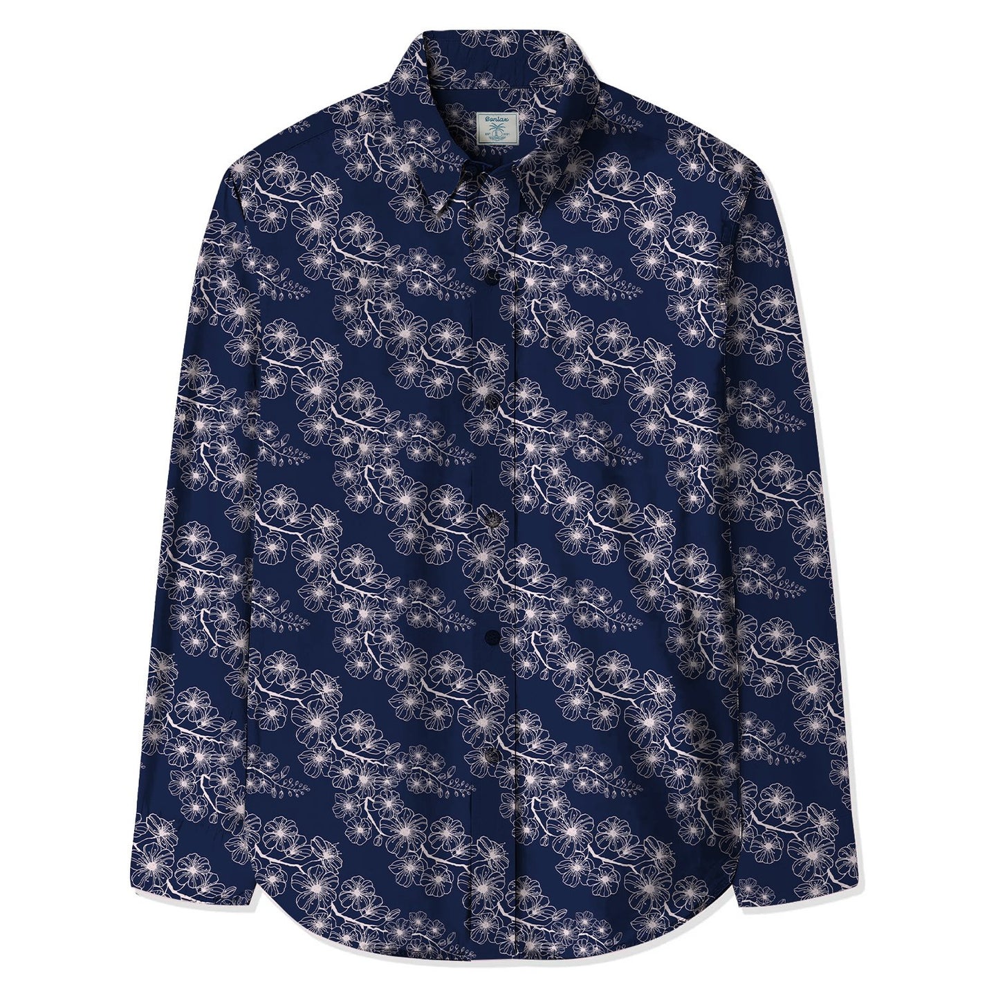 Hibiscus Flower Print  Long Sleeve Shirt - Bonlax