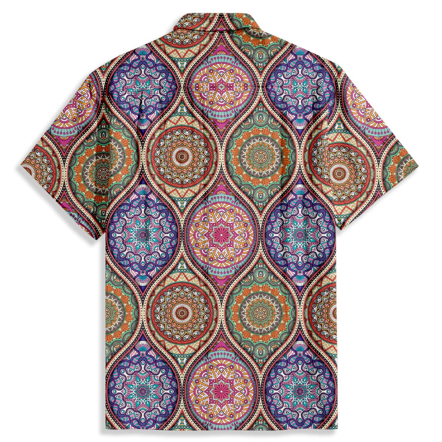 Ethnic Geometric Pattern Print Short Sleeve Shirt - Bonlax