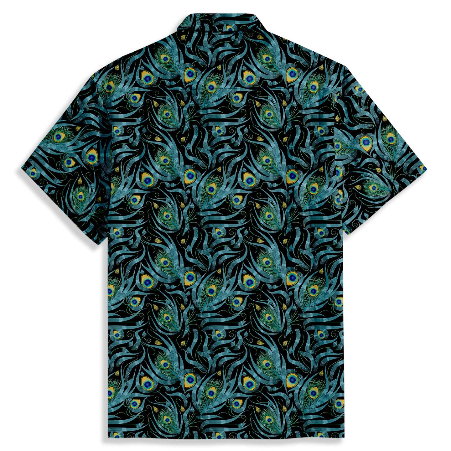 Peacock Feathers Print Short Sleeve Shirt - Bonlax