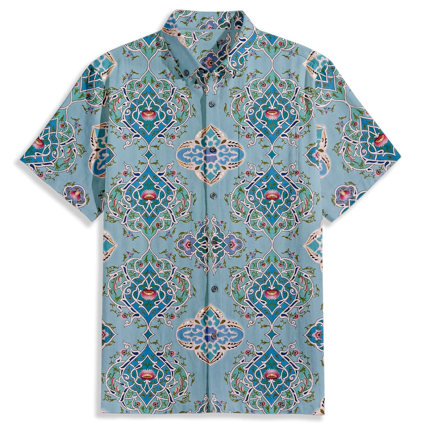 Ethnic Style Hollow Pattern Short Sleeve Shirt - Bonlax