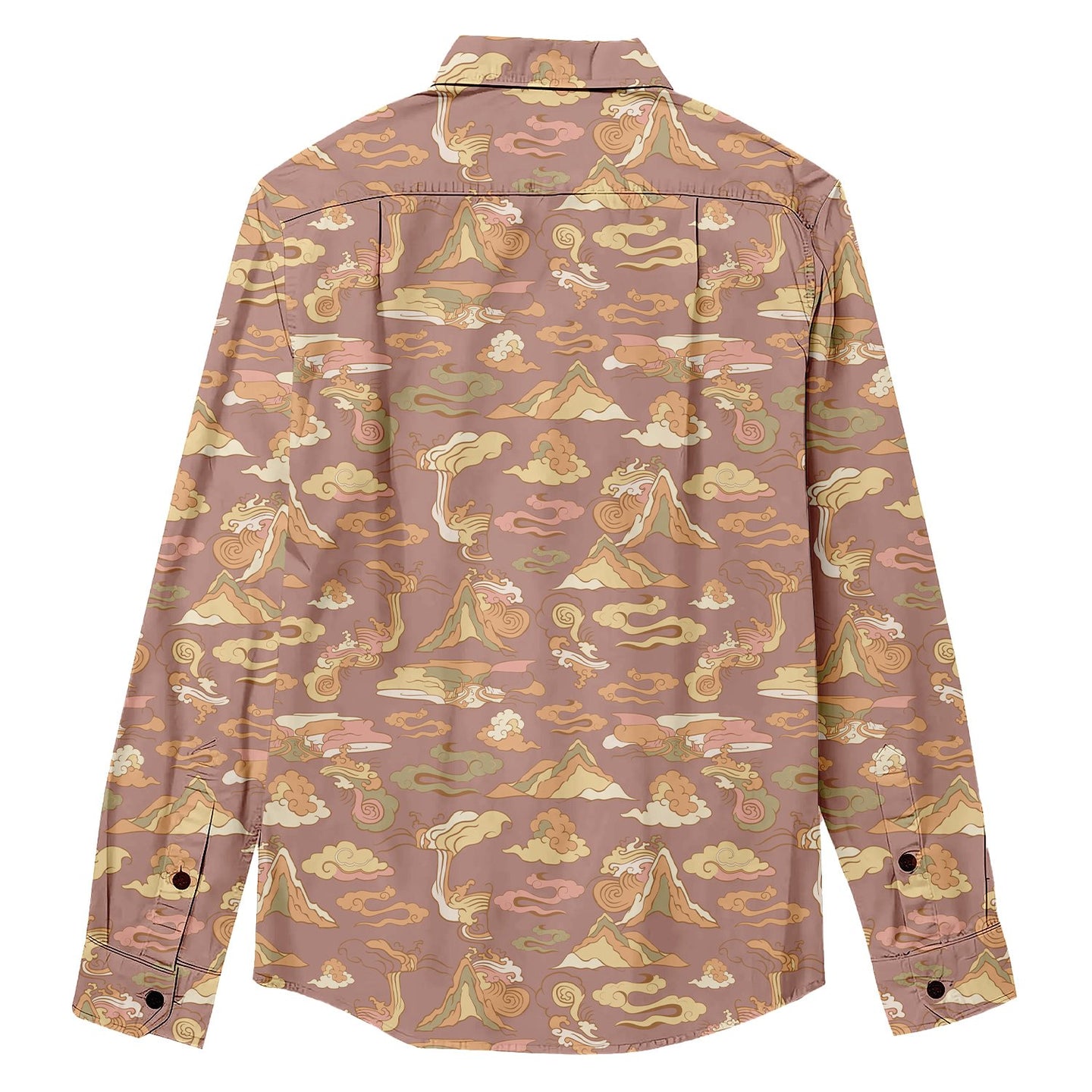 Waves & Islands Print Long Sleeve Shirt - Bonlax