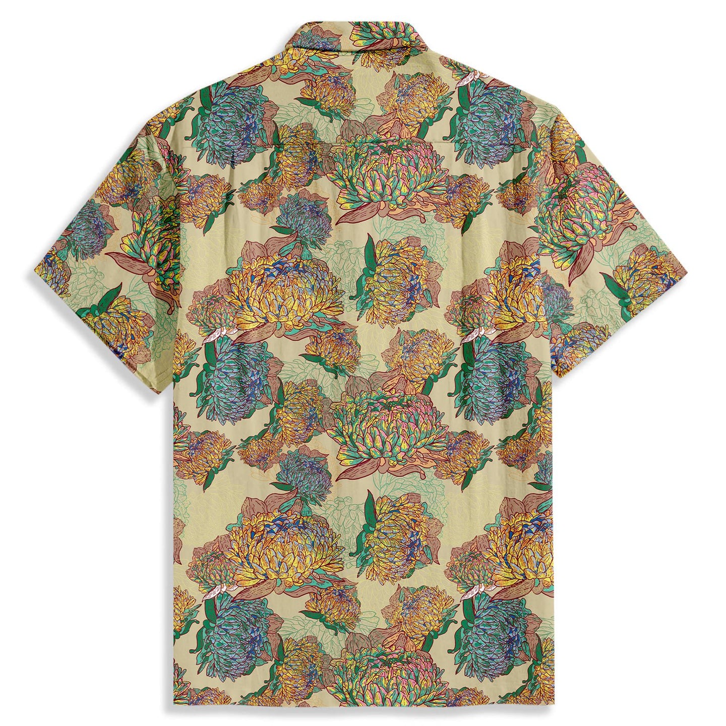 Vintage Chrysanthemum Pattern Short Sleeve Shirt - Bonlax