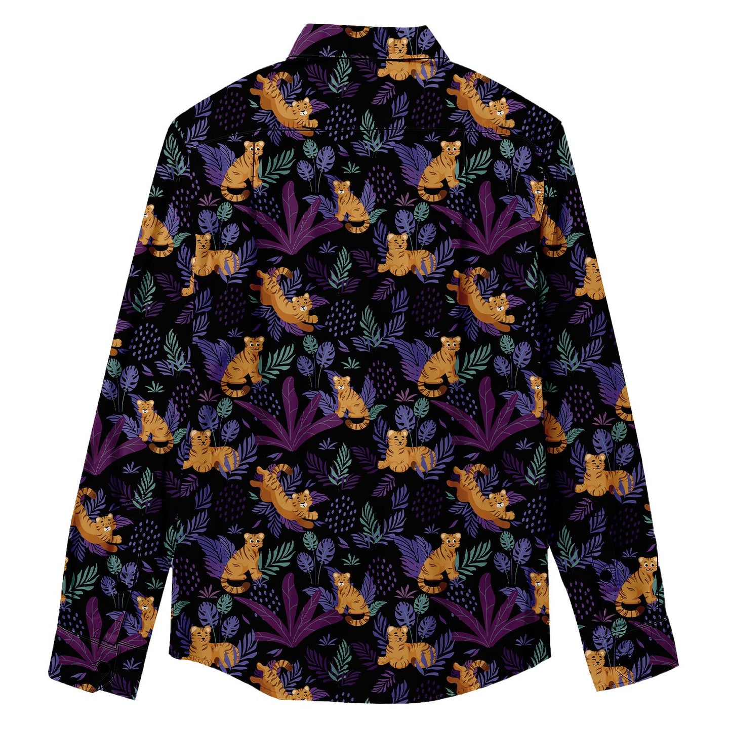 Cartoon Tiger Print Long Sleeve Shirt - Bonlax