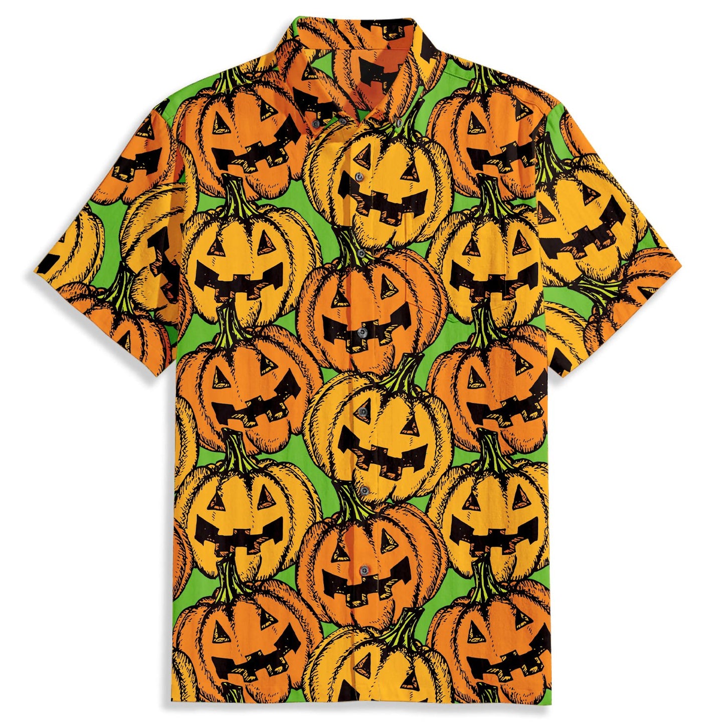 Pumpkin Simple Drawing Print Short Sleeve Shirt - Bonlax