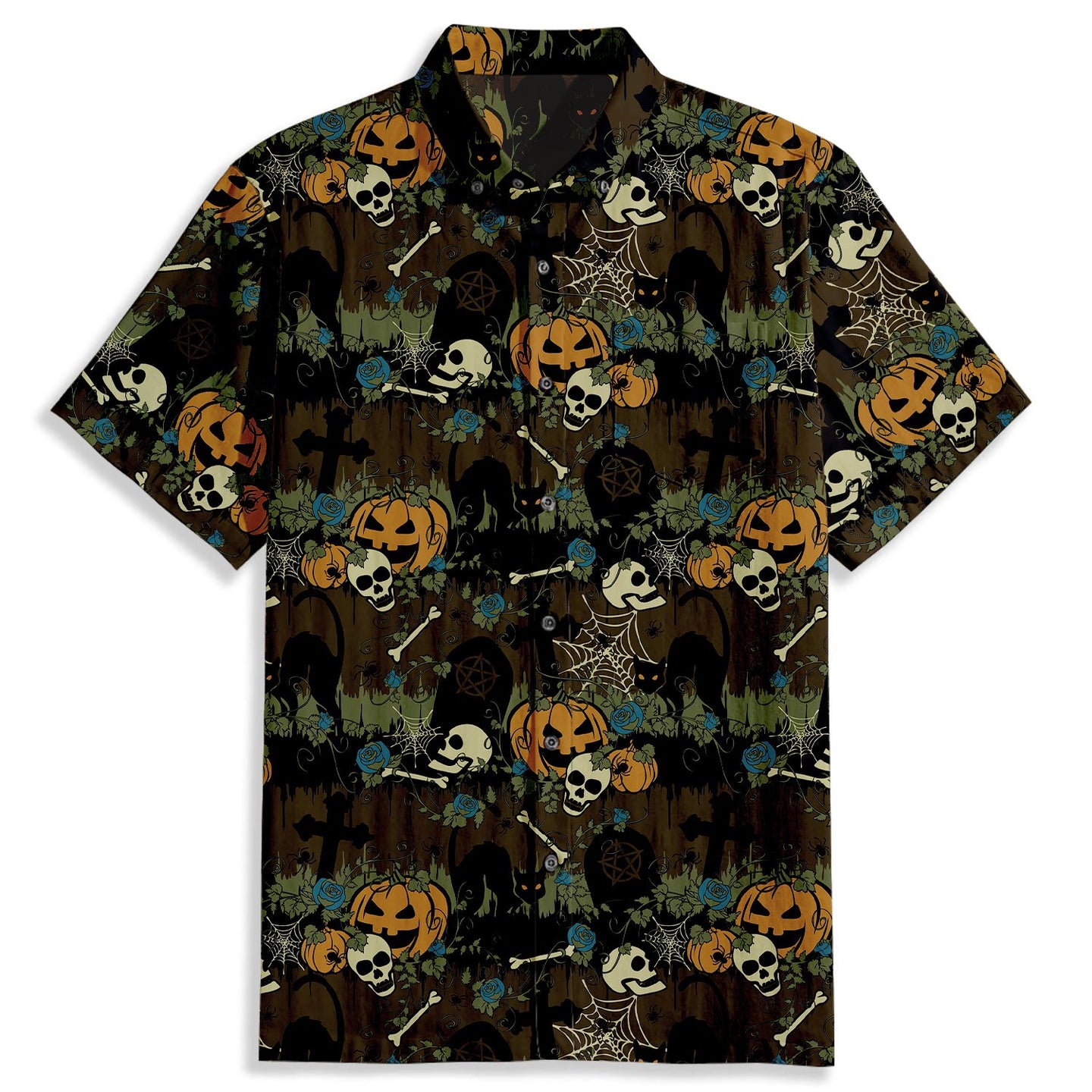 Halloween Skull Horror Atmosphere Short Sleeve Shirt - Bonlax