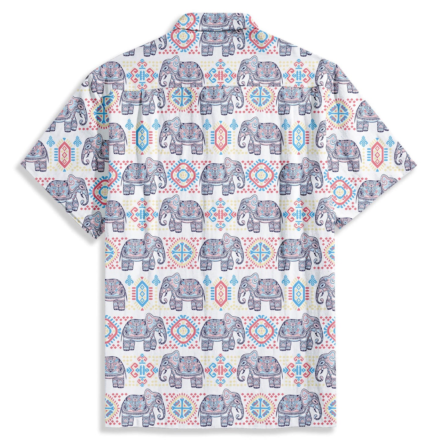 Tribal Decorative Indian Elephant Print Short Sleeve Shirt - Bonlax