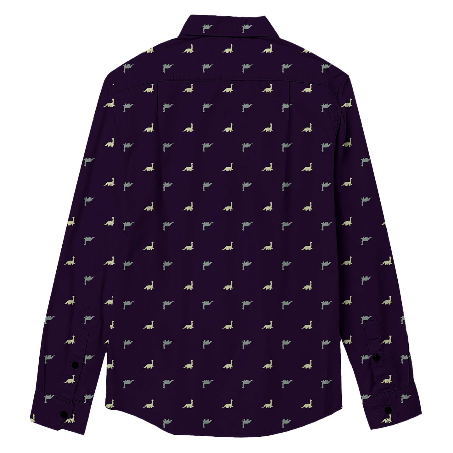 Cartoon Brachiosaurus Print Long Sleeve Shirt - Bonlax