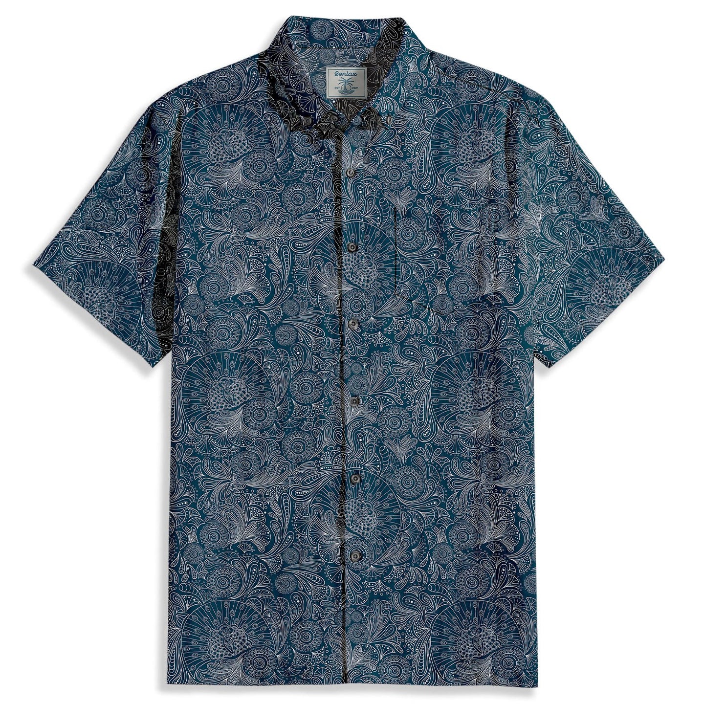 Line Outline Tribal Pattern Short Sleeve Shirt - Bonlax