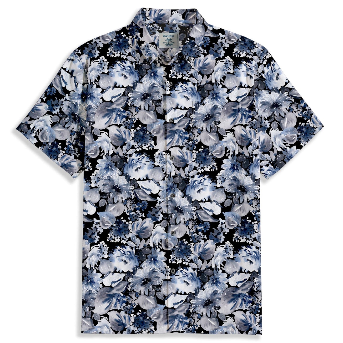 Vintage Ink Print Short Sleeve Shirt - Bonlax