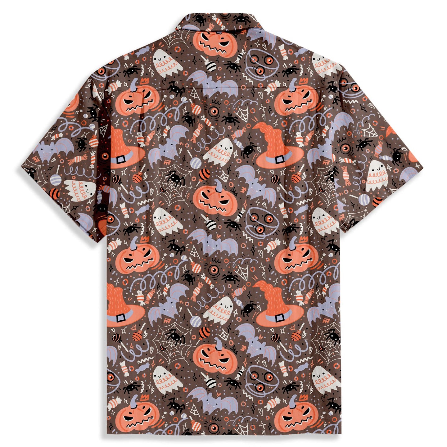 Halloween Hand Srawn Candy Ghost Short Sleeve Shirt - Bonlax