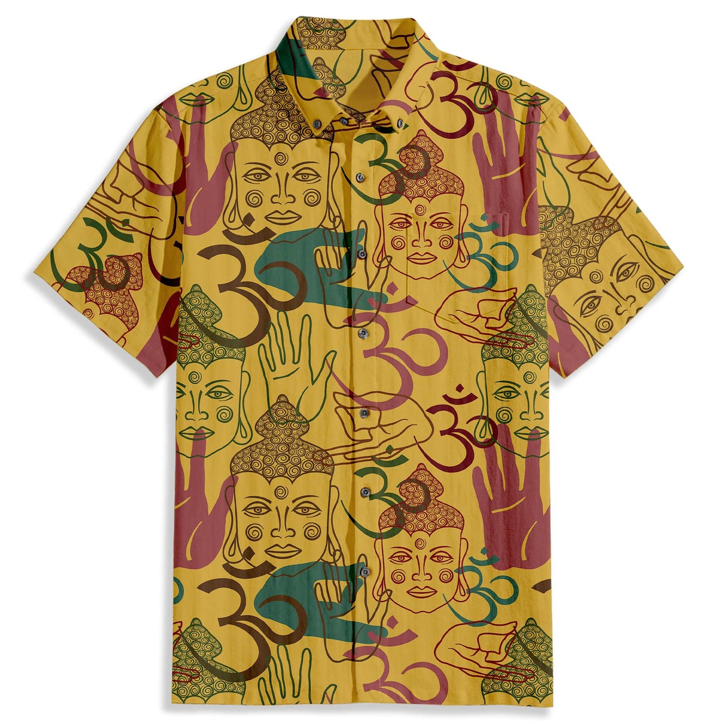 Buddhist Avatar Print Short Sleeve Shirt - Bonlax