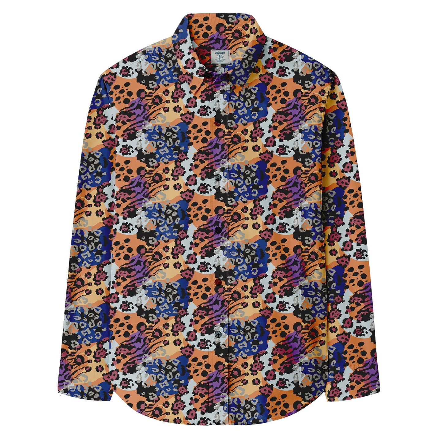 Multicolor Leopard Print Long Sleeve Shirt - Bonlax