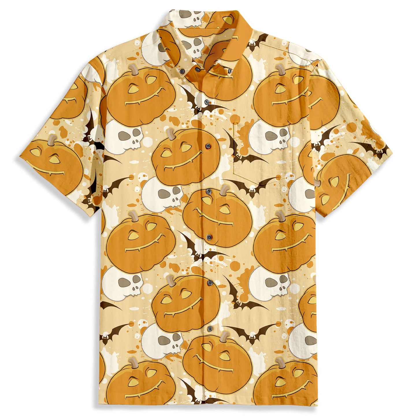 Halloween Pumpkin Mottled Decoration Short Sleeve Shirt - Bonlax