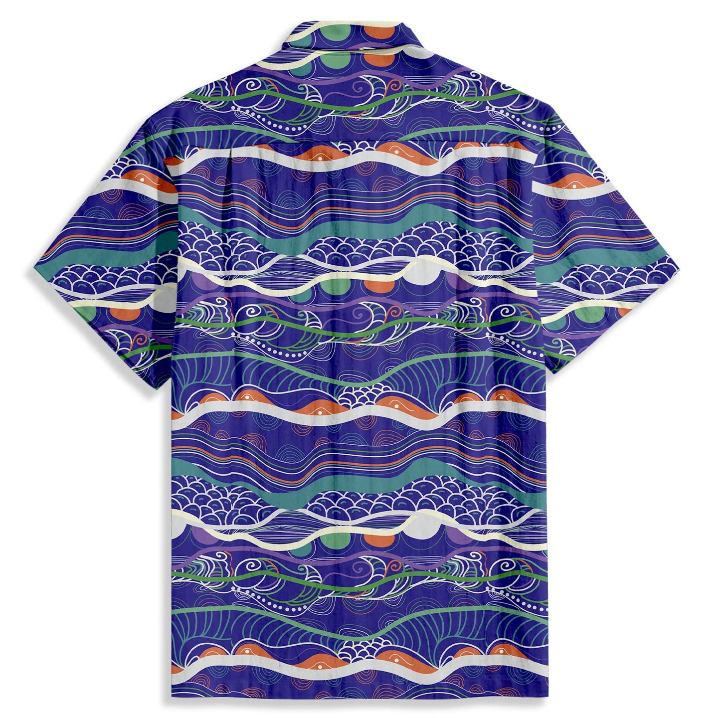 Wave Geometry Print Short Sleeve Shirt - Bonlax