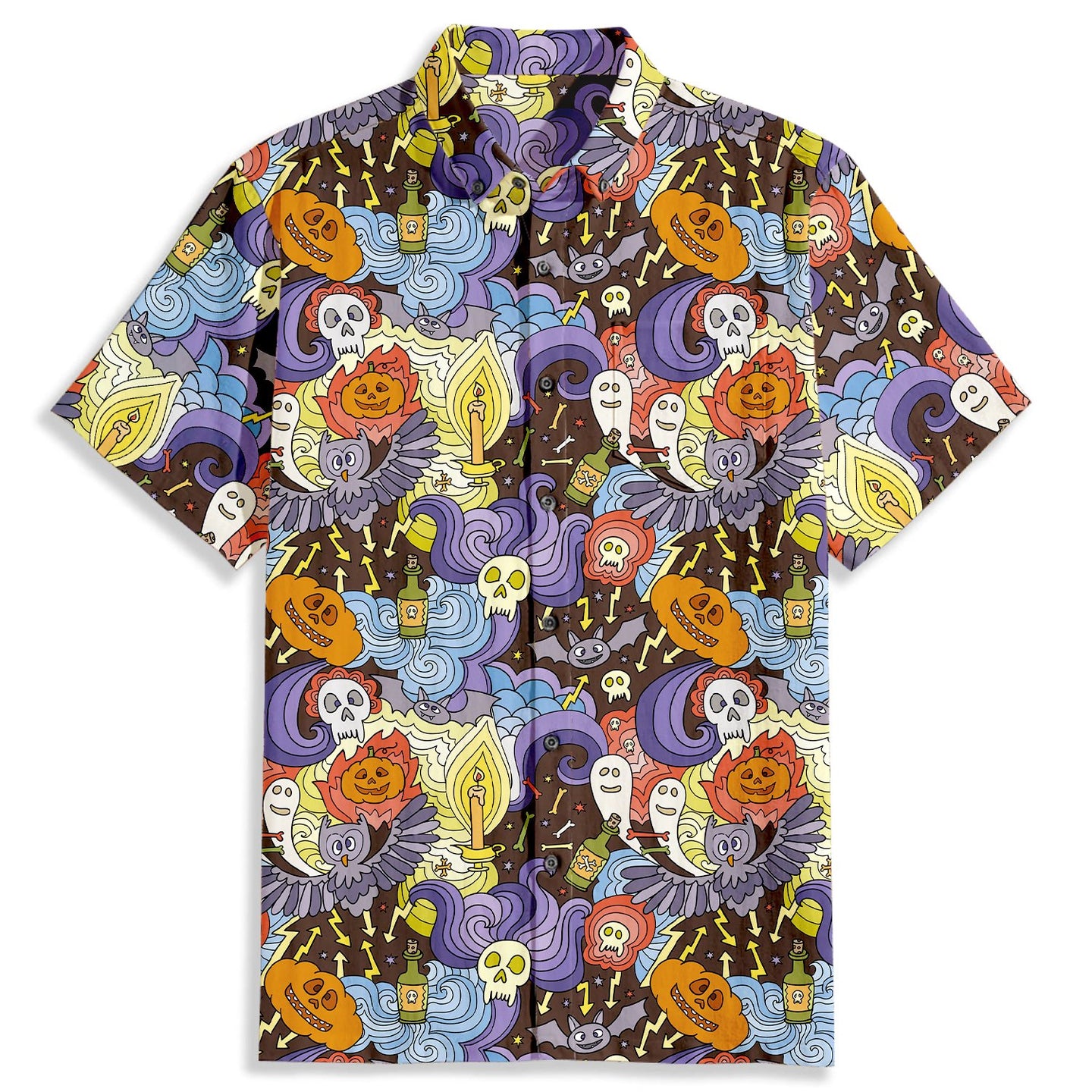 Cartoon Halloween Pattern Short Sleeve Shirt - Bonlax