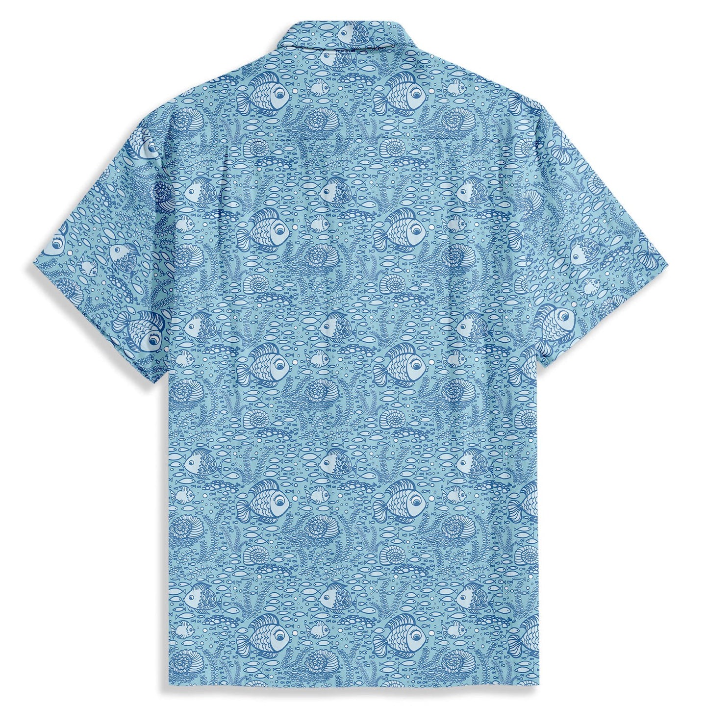 Seabed Fish Print Short Sleeve Shirt - Bonlax