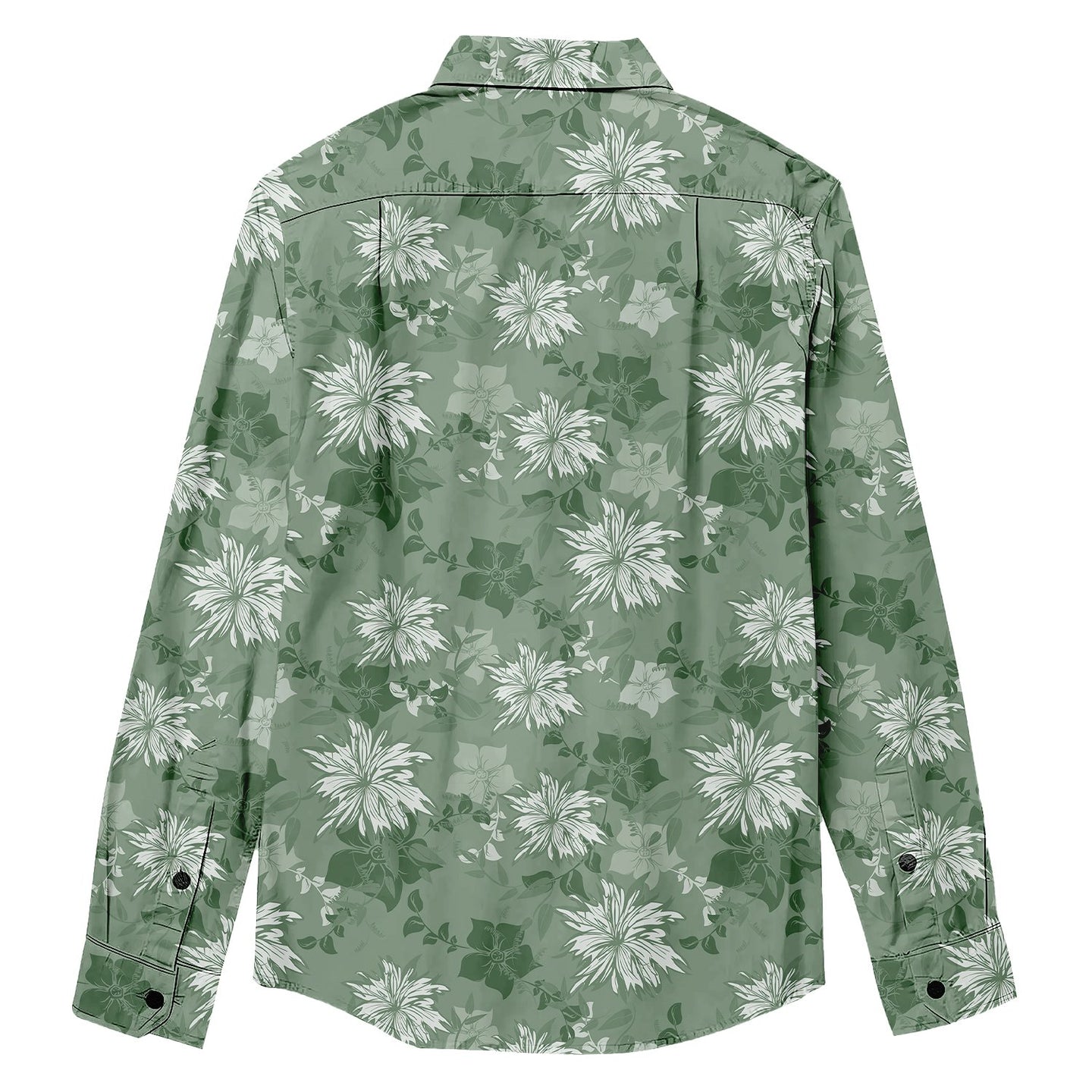 Fresh Green Floral Pattern Long Sleeve Shirt - Bonlax