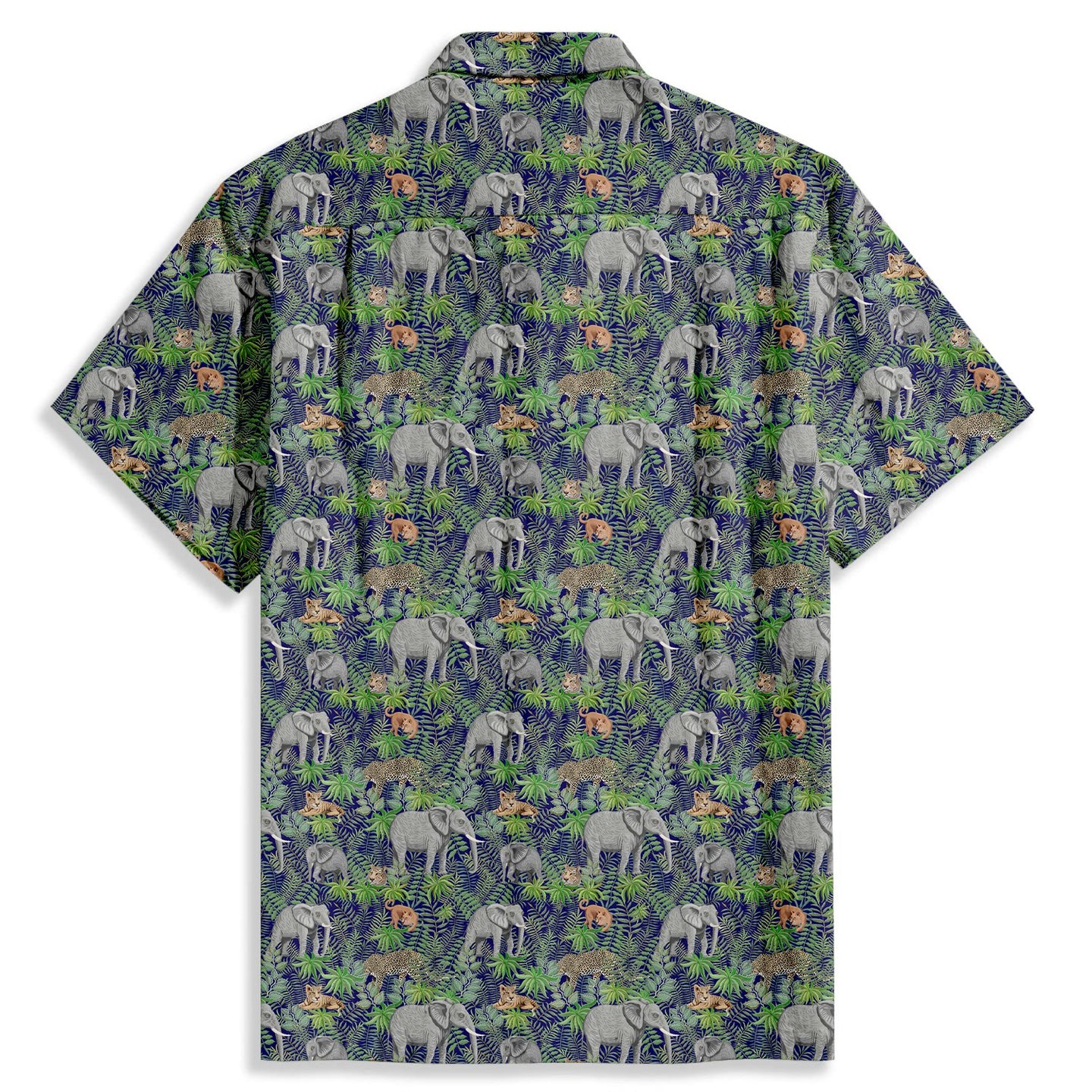 Elephant Jungle Print Short Sleeve Shirt - Bonlax