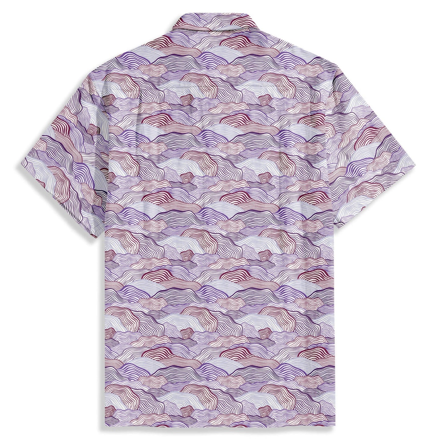 Overlapping Peak-like Lines Print Short Sleeve Shirt - Bonlax