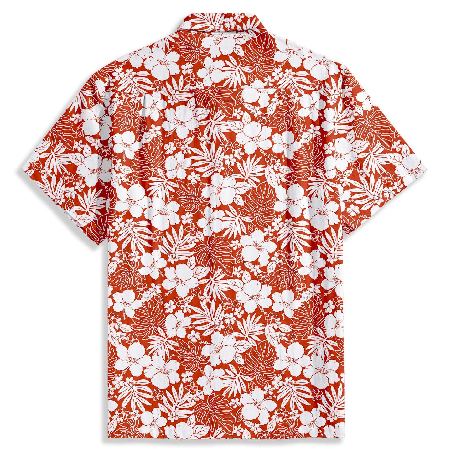 Hibiscus Flower Palm Leaves Print Short Sleeve Shirt - Bonlax