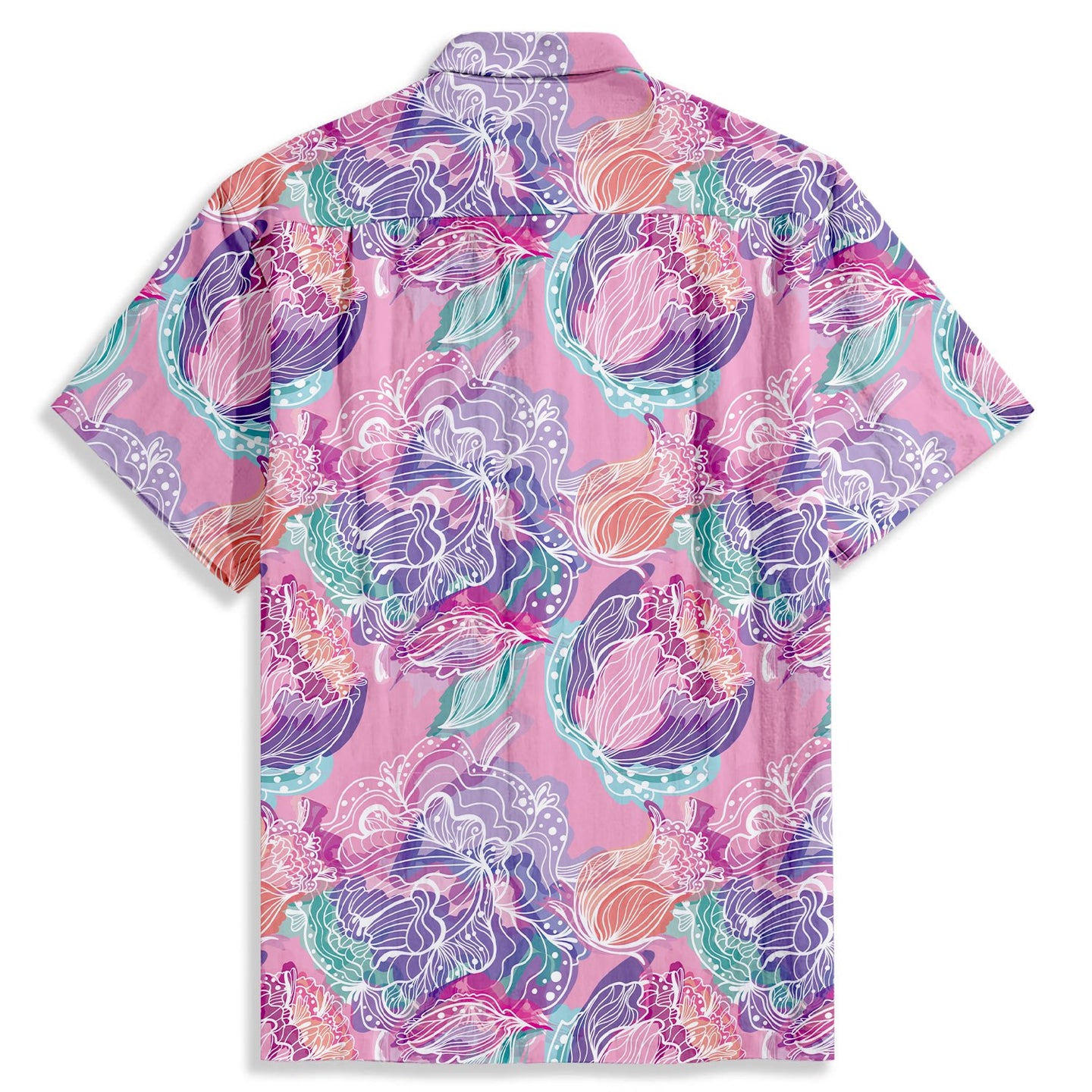 Colorful Buds Print Short Sleeve Shirt - Bonlax