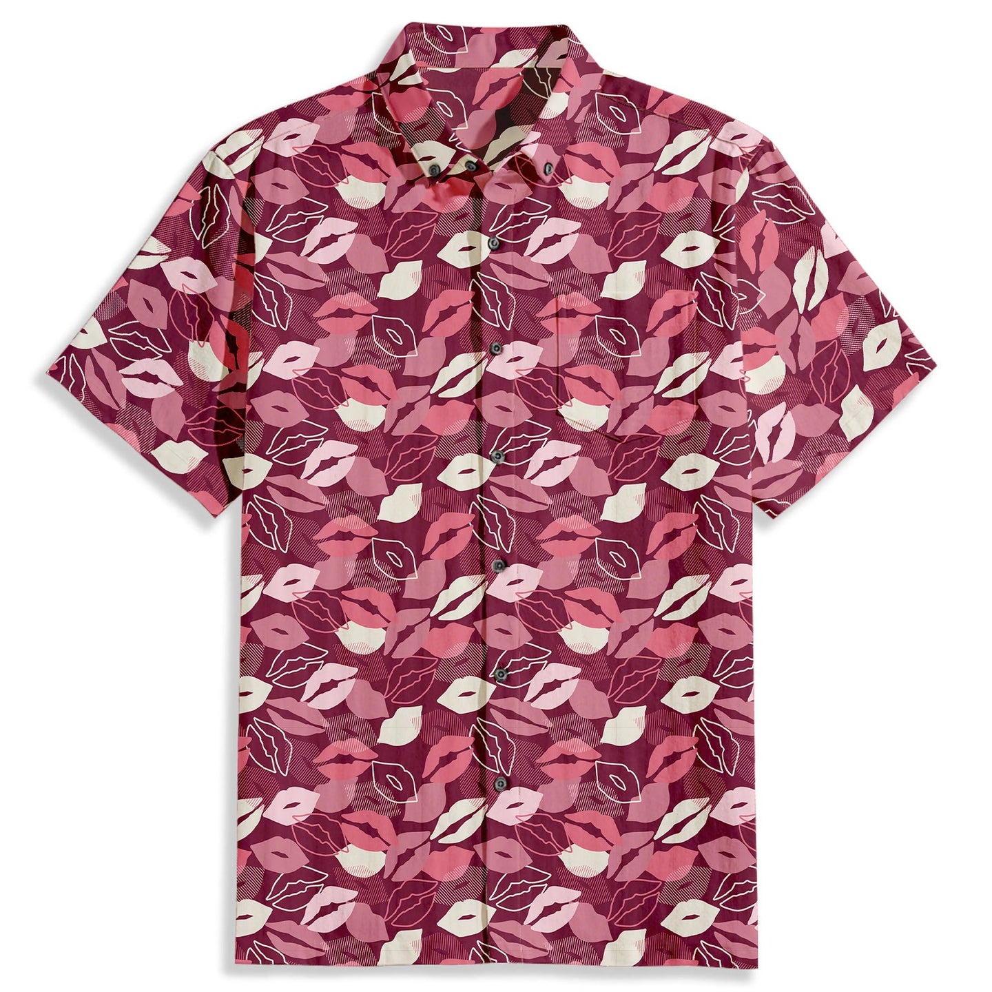 Cute Lip Print Short Sleeve Shirt - Bonlax