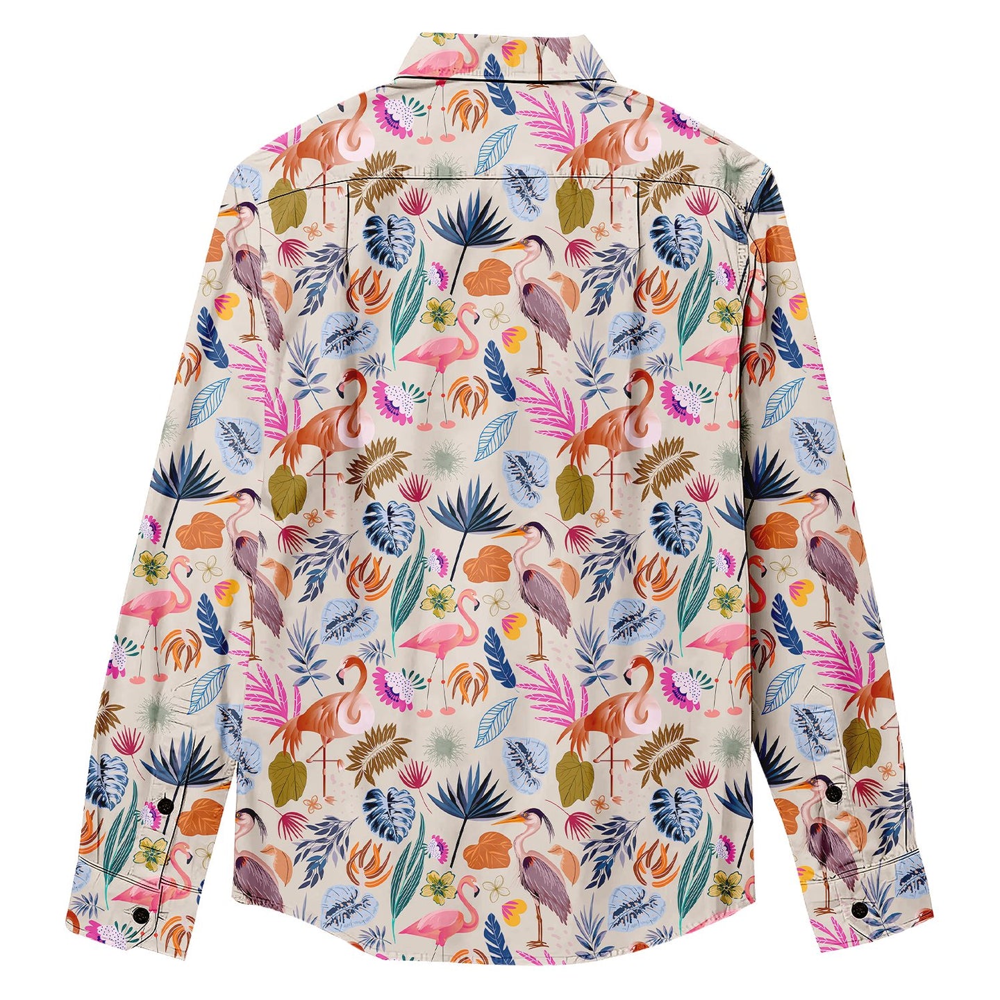 Flamingo Print Long Sleeve Shirt - Bonlax