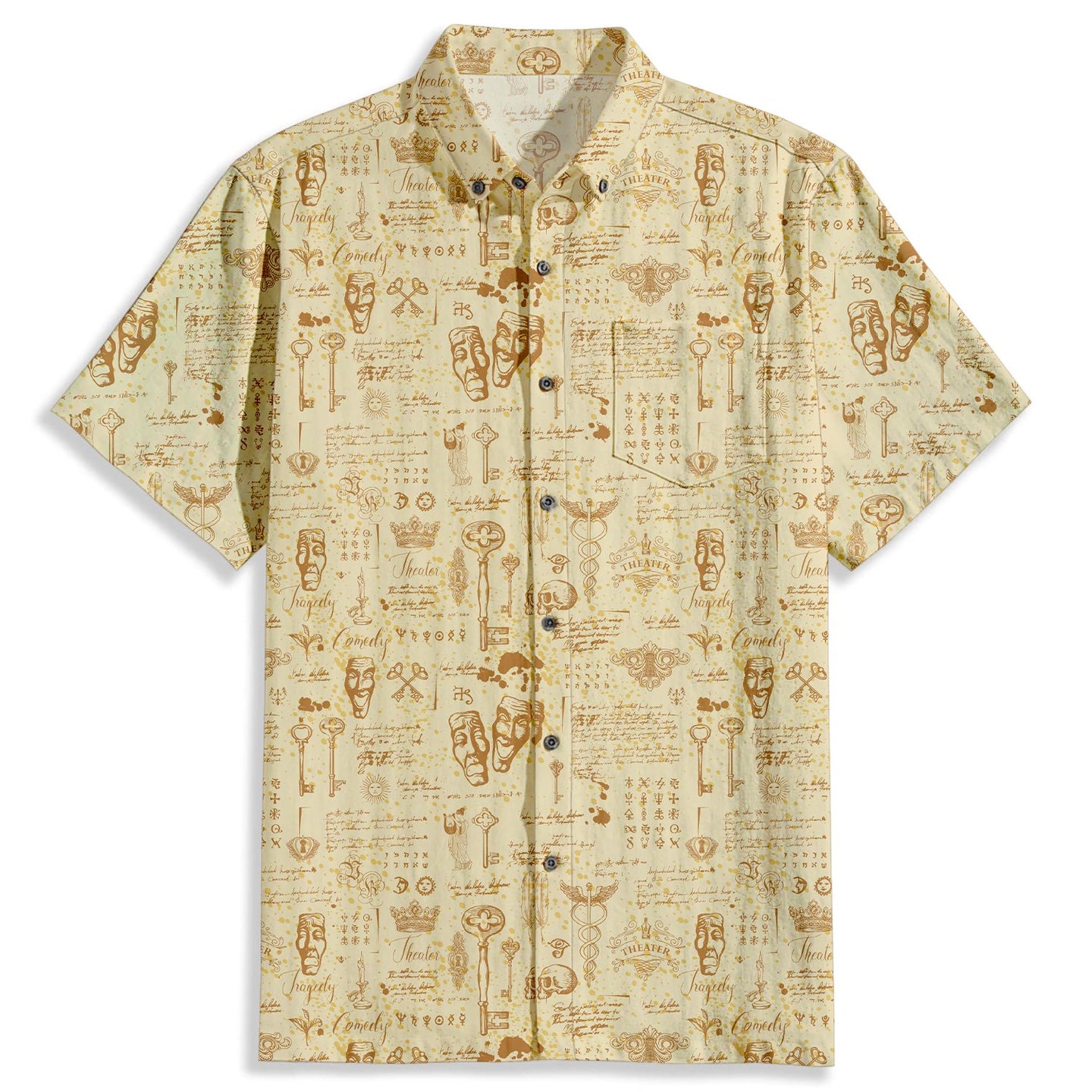 Drama Theme Face Print Short Sleeve Shirt - Bonlax