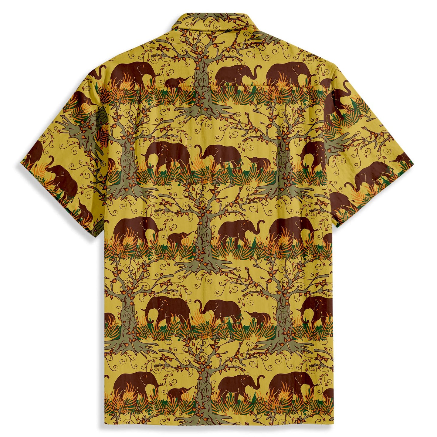 Jungle Elephant Print Short Sleeve Shirt - Bonlax