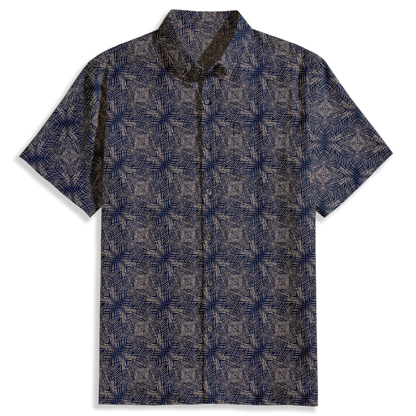 Abstract Lines Print Short Sleeve Shirt - Bonlax