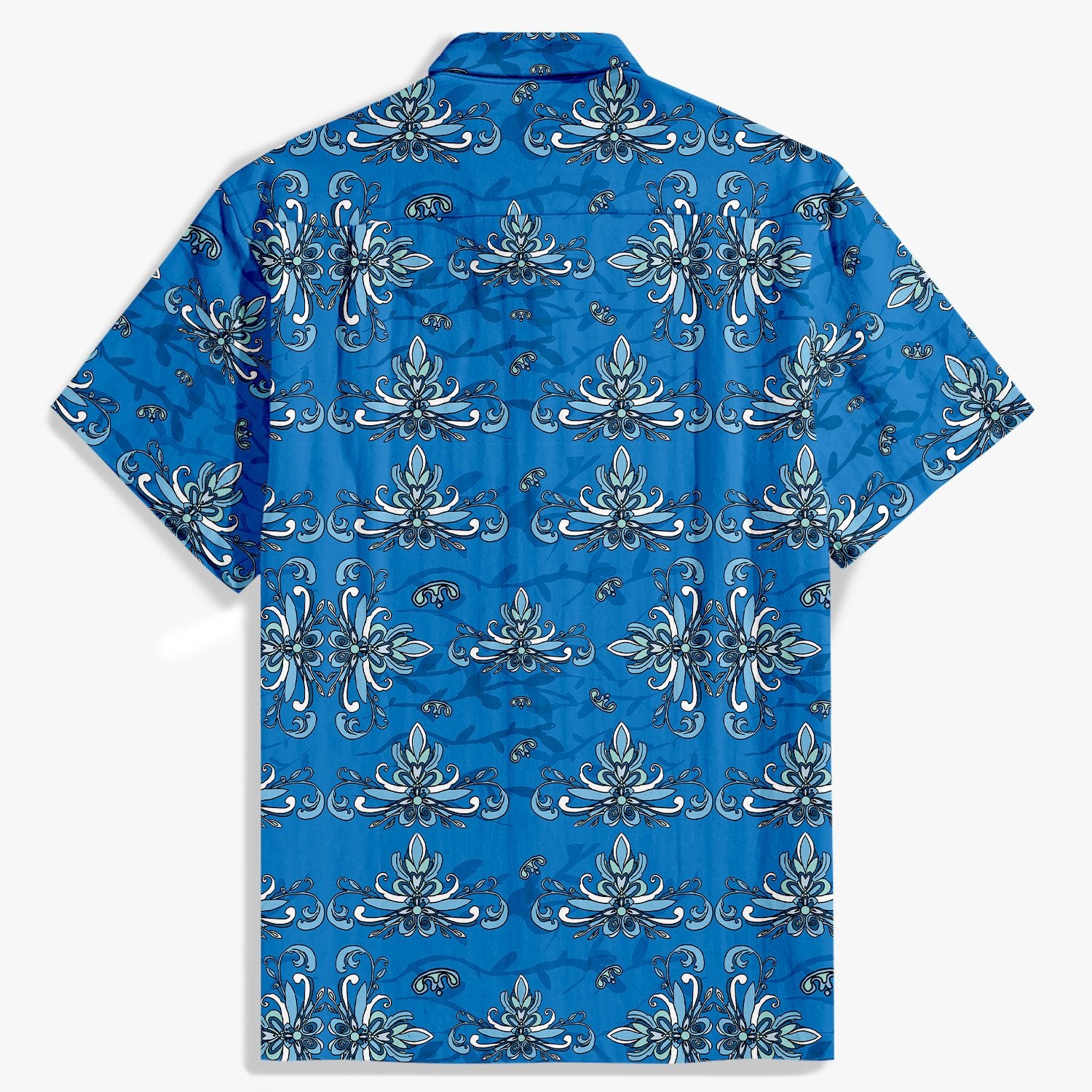 Blue floral pattern shirt-Bonlax