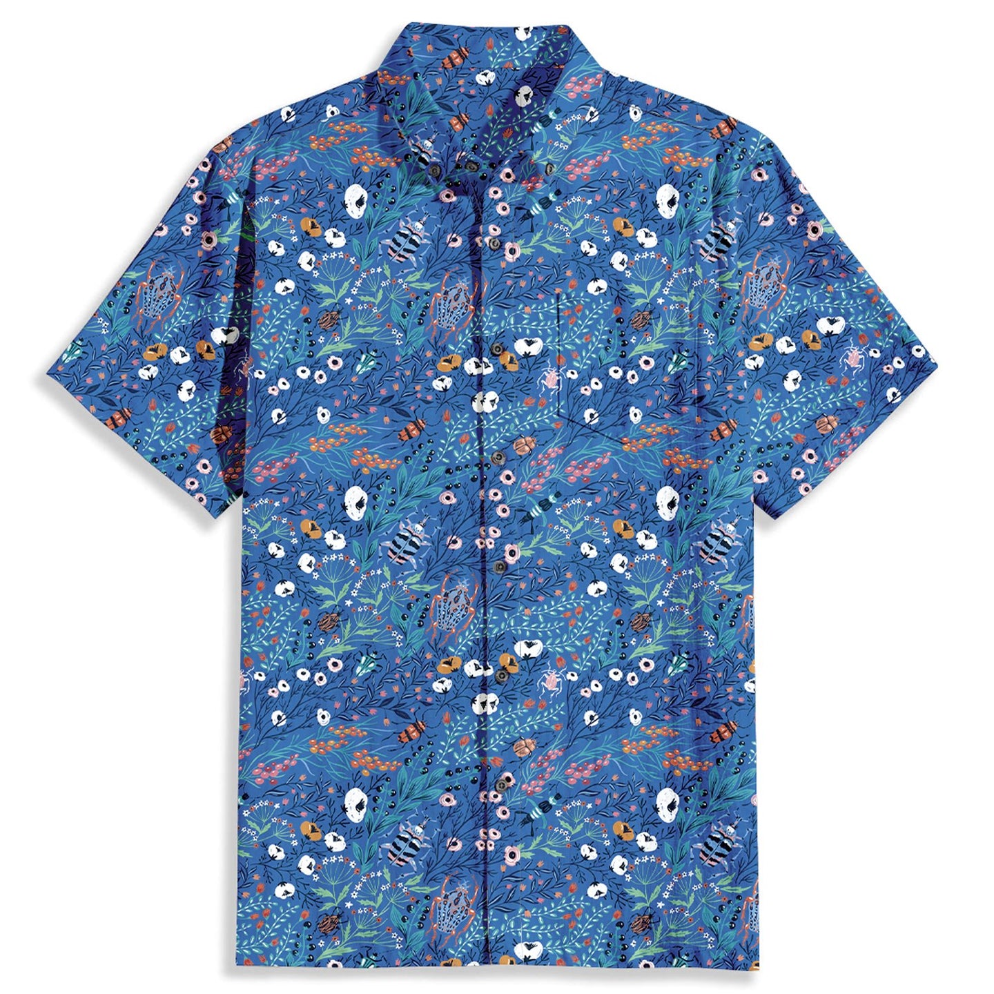 Plant Insects Print Short Sleeve Shirt - Bonlax