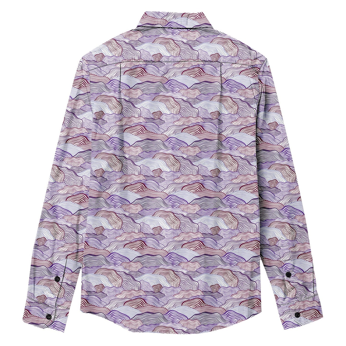 Overlapping Peak-like Lines Print Long Sleeve Shirt - Bonlax